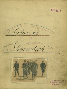 1st Violin musical part for “Shenandoah”, a musical by James Lee Barrett, Gary Geld, Phillip Rose, and Peter Udell. (date unknown)